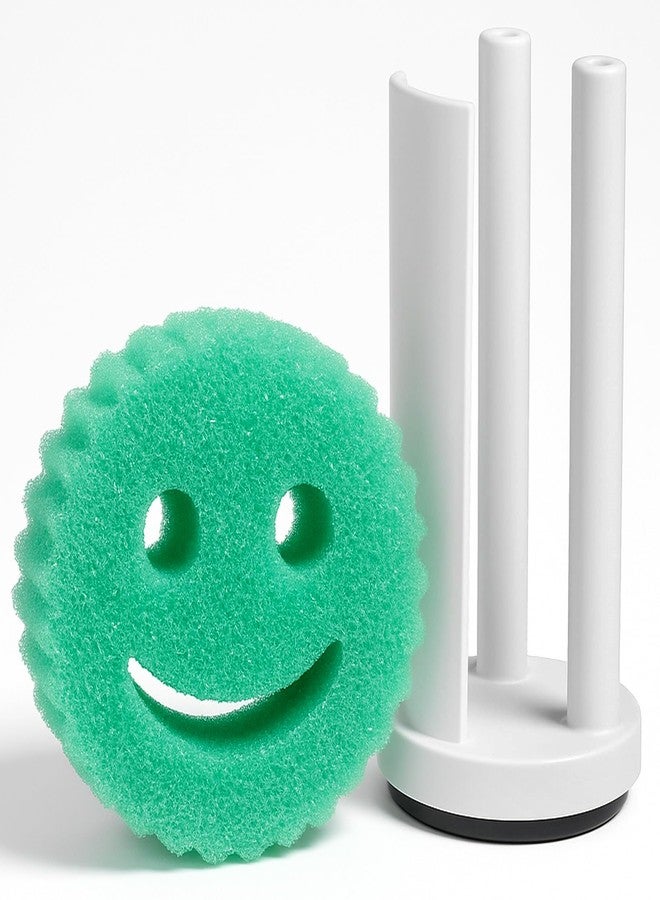 Gevoli Sponge Holder for Smiley Sponges with Suction Base, Countertop/Under Kitchen Sink Organizer (Holds 3 Daddy or Mommy Scrubber Sponges) White - Image 1